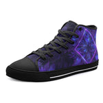 High-Top Canvas Shoes Neon Blue and Purple Flowers