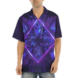 Hawaiian Shirt Neon Blue and Purple Flowers