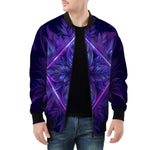 Bomber Jacket Neon Blue and Purple Flowers