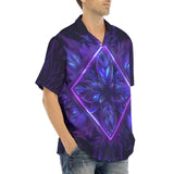 Hawaiian Shirt Neon Blue and Purple Flowers