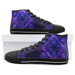 High-Top Canvas Shoes Neon Blue and Purple Flowers