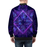 Bomber Jacket Neon Blue and Purple Flowers