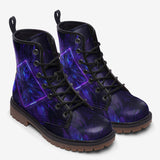 Leather Boots Neon Blue and Purple Flowers