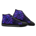 High-Top Canvas Shoes Neon Blue and Purple Flowers