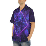 Hawaiian Shirt Neon Blue and Purple Flowers