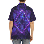 Hawaiian Shirt Neon Blue and Purple Flowers