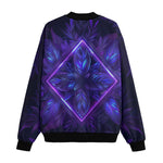 Bomber Jacket Neon Blue and Purple Flowers