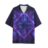 Hawaiian Shirt Neon Blue and Purple Flowers