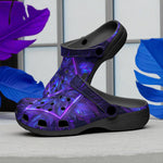 Classic Clogs Neon Blue and Purple Flowers