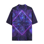 Hawaiian Shirt Neon Blue and Purple Flowers