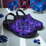 Classic Clogs Neon Blue and Purple Flowers
