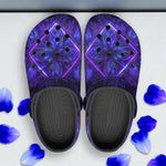 Classic Clogs Neon Blue and Purple Flowers