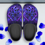 Classic Clogs Neon Blue and Purple Flowers