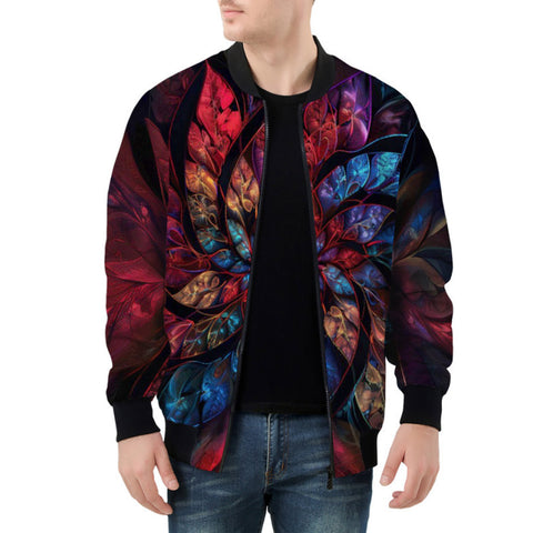 Bomber Jacket Petals in Vibrant Reds and Blues