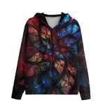 Men's Zip Up Hoodie Petals in Vibrant Reds and Blues