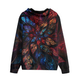 Men's Zip Up Hoodie Petals in Vibrant Reds and Blues