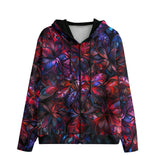 Men's Zip Up Hoodie Art of Red and Blue Fractal