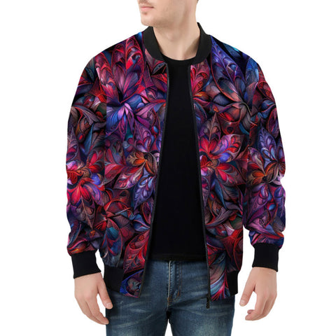 Bomber Jacket Art of Red and Blue Fractal