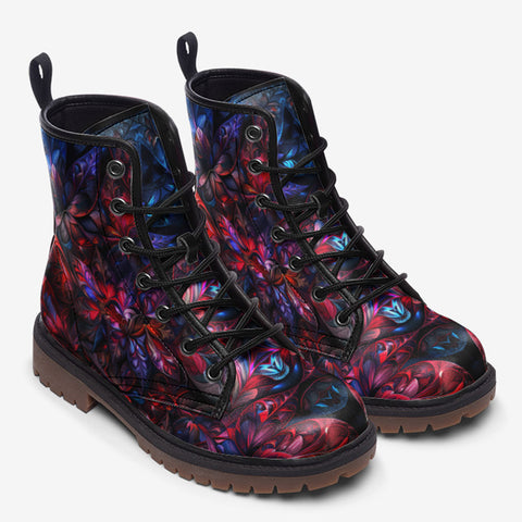 Leather Boots Art of Red and Blue Fractal