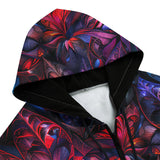 Men's Zip Up Hoodie Art of Red and Blue Fractal