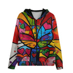 Men's Zip Up Hoodie Colorful Cat Abstract Shapes