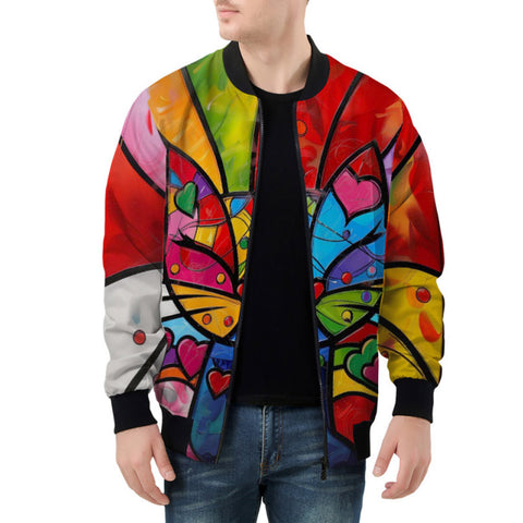Bomber Jacket Colorful Cat Abstract Shapes