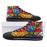 High-Top Canvas Shoes Colorful Cat Abstract Shapes