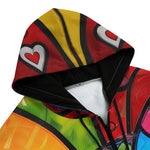 Men's Zip Up Hoodie Colorful Cat Abstract Shapes