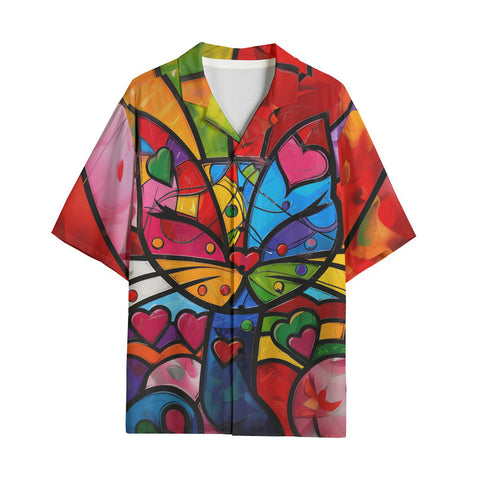 Hawaiian Shirt Colorful Cat Abstract Shapes