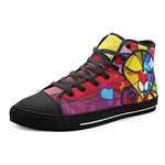 High-Top Canvas Shoes Colorful Cat Abstract Shapes