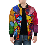 Bomber Jacket Colorful Cat Abstract Shapes