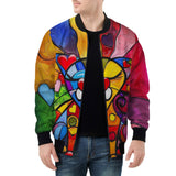Bomber Jacket Colorful Cat Abstract Shapes