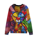 Men's Zip Up Hoodie Colorful Cat Abstract Shapes