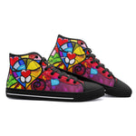 High-Top Canvas Shoes Colorful Cat Abstract Shapes