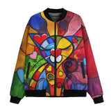 Bomber Jacket Colorful Cat Abstract Shapes