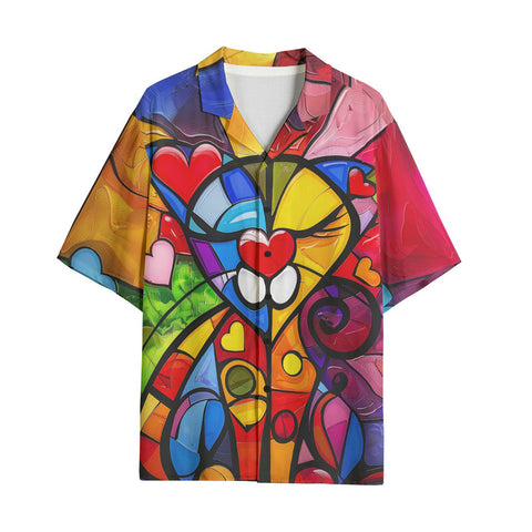 Hawaiian Shirt Colorful Cat Abstract Shapes