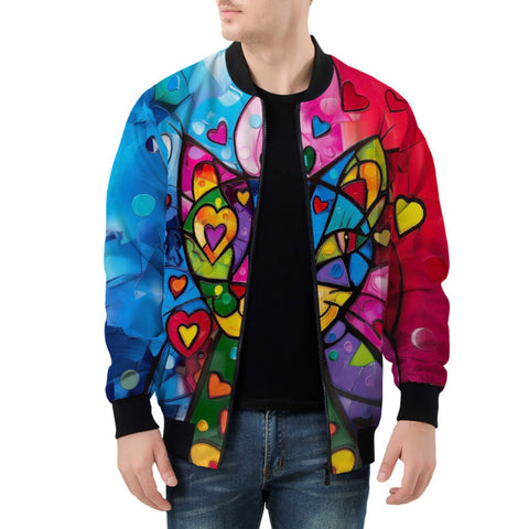 Bomber Jacket Colorful Cat Abstract Shapes