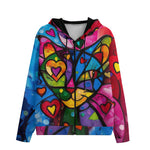 Men's Zip Up Hoodie Colorful Cat Abstract Shapes