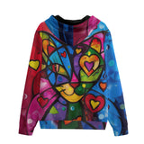 Men's Zip Up Hoodie Colorful Cat Abstract Shapes