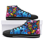 High-Top Canvas Shoes Colorful Cat Abstract Shapes