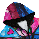 Men's Zip Up Hoodie Colorful Cat Abstract Shapes