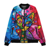 Bomber Jacket Colorful Cat Abstract Shapes