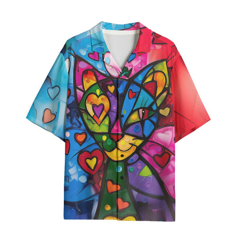Hawaiian Shirt Colorful Cat Abstract Shapes