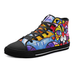 High-Top Canvas Shoes Colorful Cat Abstract Shapes