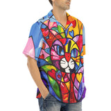 Hawaiian Shirt Colorful Cat Abstract Shapes