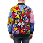 Bomber Jacket Colorful Cat Abstract Shapes