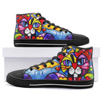 High-Top Canvas Shoes Colorful Cat Abstract Shapes