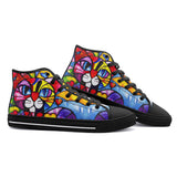 High-Top Canvas Shoes Colorful Cat Abstract Shapes