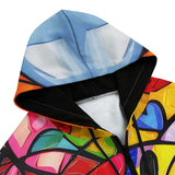 Men's Zip Up Hoodie Colorful Cat Abstract Shapes