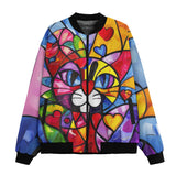 Bomber Jacket Colorful Cat Abstract Shapes